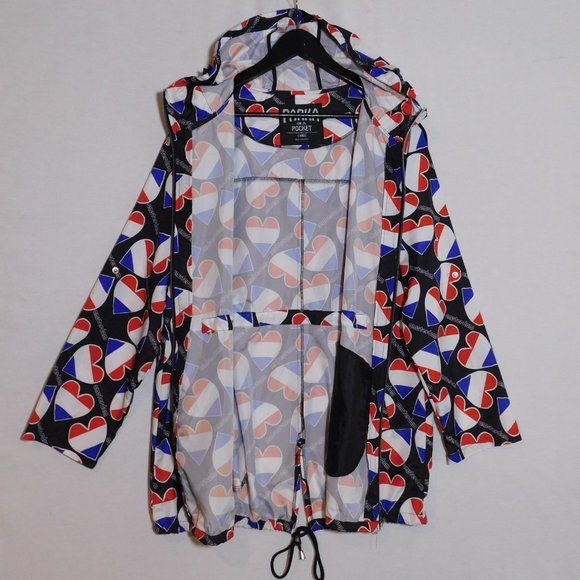 PARKA IN A POCKET Amsterdam Holland Dutch Hearts Lightweight Packable Jacket L - Picture 4 of 11